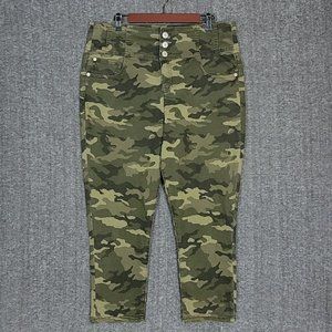 NOBO Jeans Womens Juniors 21 Green Brown Camo High Rise Sculpting Skinny Crop